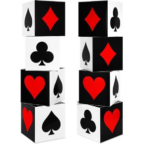 Zhanmai 4 Pcs Casino Party Decorations Las Vegas Game Night Party Supplies Large Poker Favor Goodie Boxes Bulk for Birthday Party centerpieces 12 x 12 x 12 Inch