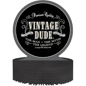 Creative Converting Vintage Dude Birthday Centerpiece with Honeycomb Base , 9" in * 11.75" in