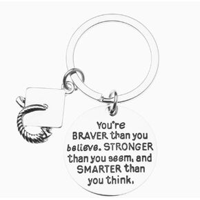 Graduation Keychain, Inspirational You’re Braver Than You Believe, Stronger Than You Seem & Smarter You Think Jewelry, Graduation Gifts for Graduates