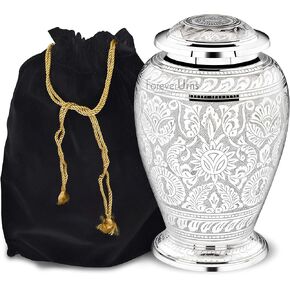 Forever Adult Cremation Urns for Ashes- Adult Dove Jali Cremation Urn for Human Ashes - Completely Handcrafted with Volume 220 Cu. in. with Velvet Protection Bag. (White)