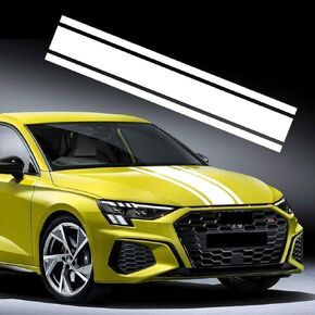 49"x 8.7" Car Hood Stripe Sticker Auto Racing Stripes Body Side Decal Hood Stripe Decal Vinyl Stripe Sticker Decoration for Car Vehicles (A Black)