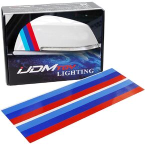 iJDMTOY M-Colored Stripe Decal Sticker Compatible with BMW Exterior or Interior Decoration Such As Grille Fender Hood Side Skirt Bumper Side Mirror Dashboard, etc