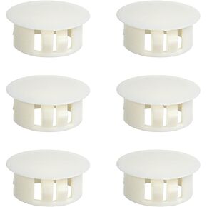 Fielect 10pcs Hole Plugs White 1 Inch (25mm) Plastic Hole Cover, Flush Type Round Snap Panel Locking Hole Plugs Cover, Pipe Post End Cap for Cabinet Furniture Protectors