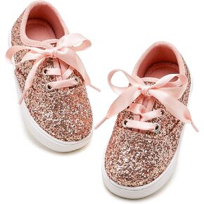 Toddler/Little Girls Sneakers-Slip On Glitter Sports Shoes for Running Walking