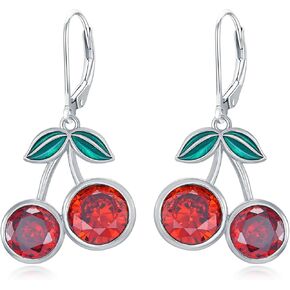 أقراط الكرز أقراط الكريستال الأحمر النحاسي أقراط الأحجار الكريمة أقراط متدلية هدايا للنساء والفتيات والأم والأم in Kuwait