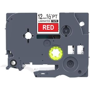 Compatible TZ435 TZe435 TZ-435 TZe-435 Label Tape for Brother P-Touch Printers, White on Red Tape, 12mm(W) x 8m(L)