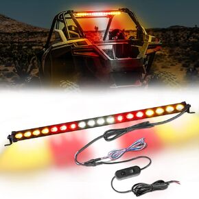 LED Chase Light Bar, ACEC SHOP 20 Inch UTV Rear Chase Light Bar with Strobe Brake Reverse Turn Signal Light UTV Strobe Chase Light for Polaris RZR ATV Off Road Can-Am 4x4 - Amber Red White