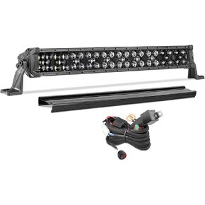 20 Inch 250W LED Light Bar w/Wiring Harness and Black Cover, 3-Row Spot Flood Combo Off Road Driving LED Work Light Fog Light on Font Bumper for UTV Truck Bronco Ranger Wrangler SUV Boat
