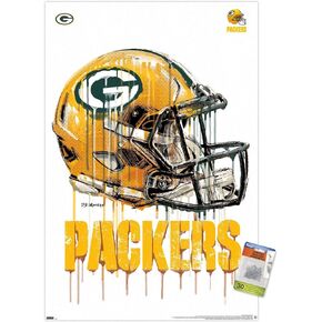 Trends International NFL Green Bay Packers - Drip Helmet 20 Wall Poster with Push Pins