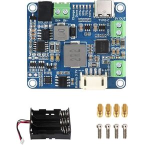 Solar Power Manager Module (D) Fits Raspberry Pi/Jetson Nano/Arduino Supports Type-C Power Adapter or 6V~24V Solar Panel with Battery Holder (Not Include 18650)
