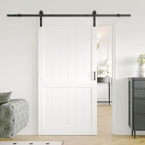 42 x 84 Inch Barn Door with 7FT Sliding Barn Door Hardware Kit Included, Solid Wood DIY Dyeing Sliding Door, Pre-Drilled, Simple Assembly Required