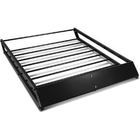 DNA MOTORING Universal Tubular Bar/Box Frame Rooftop Cargo Carrier Basket with Wind Fairing, 143 lbs Max Load, RCK-001-BK