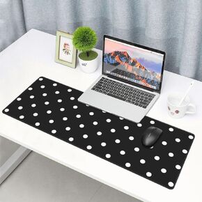 Polka Dot Black & White Simple Pattern Extended Large XXL Gaming Mouse Pad Mat (31.5 x 11.8 in), Mousepad Keyboard with Non-Slip Rubber Base Waterproof Stitched Edges for Work, Game, Office