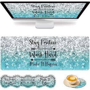 Large Game Mouse Pad + Wrist Support Pad + Coffee Coaster, Sunflower Quote Matthew 19:26 Foldable Table Mat with Stitched Edge, Non-Slip Set Pad Suitable for Office Work and Home