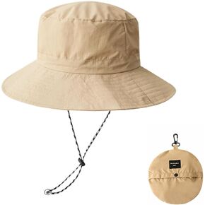 Waterproof Bucket Rain Hat, Outdoor Fishing Hat for Men Women Foldable Outdoor UV Protection Sun Hat Quick Dry Packable Hat for Summer Beach Fishing Hiking, Khaki