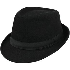 Men Classic Fedora-Hat Felt Manhattan-Gangster-Trilby with Band Unisex Women's Structured Trilby Fedora Hat(Size:S)