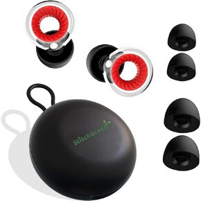 Noise Reduction Ear Plugs for Concerts - High Fidelity Hearing Protection for Focus, Sleep & Noise Sensitivity - Ultra-Soft, Reusable Silicone - 6 Ear Tips in S/M/L, 26dB NRR, Sleek Design (Red)