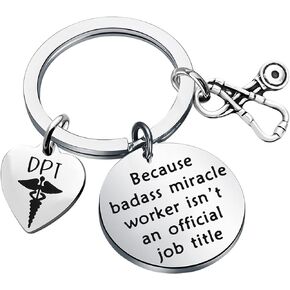 DPT Keychain Doctor of Physical Therapy Jewelry DPT Graduate Gift Miracle Worker Title Medical School Student Gift
