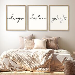 Set of 3 Framed Always Kiss Me Sign 11"x14" Living Room Wall Decor for Farmhouse Rustic Home Wall Art Wood Signs