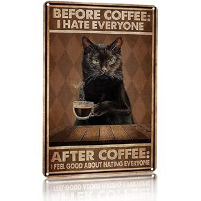Funny Black Cat Touch My Coffee I Will Slap You So Hard Tin Sign Vintage Home Coffee Bar Wall Art Decor 8x12 Inch (3057)