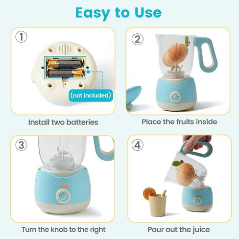 ROBOTIME Pretend Play Kitchen Appliances Toy, Junior Blender Toy with Realistic Light and Sounds, Play Kitchen Accessories Set for Kids Ages 3+, Pretend Kitchen Toys for Boys and Girls in Saudi Arabia