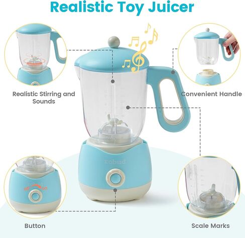 ROBOTIME Pretend Play Kitchen Appliances Toy, Junior Blender Toy with Realistic Light and Sounds, Play Kitchen Accessories Set for Kids Ages 3+, Pretend Kitchen Toys for Boys and Girls in Saudi Arabia