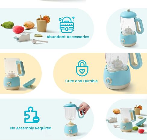 ROBOTIME Pretend Play Kitchen Appliances Toy, Junior Blender Toy with Realistic Light and Sounds, Play Kitchen Accessories Set for Kids Ages 3+, Pretend Kitchen Toys for Boys and Girls in Saudi Arabia