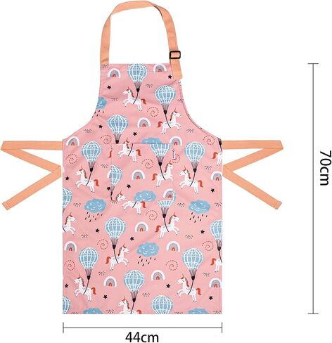 مريلة يونيكورن للأطفال للخبز، مريلة مقاومة للماء للفتيات، مريلة أطفال الشيف مع جيوب، مريلة وردية قابلة للتعديل للأطفال من سن 5 إلى 12 سنة in Saudi Arabia