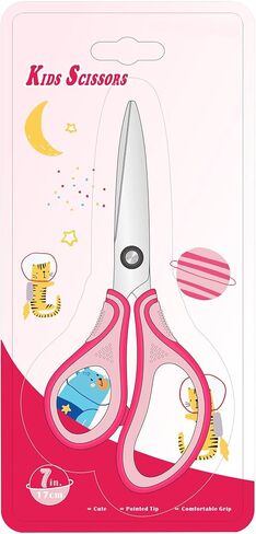 7" Left handed Student Scissors, Premium Stainless Steel Blades Shears for Age 8~12,Ergonomic Semi-Soft ABS Rubber Grip, Suitable for School, Office and Family Daily Use,Pink&Blue in Saudi Arabia