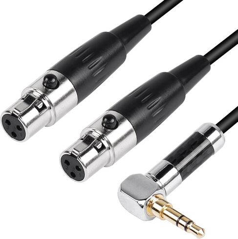 كابل ميكروفون ستيريو CERRXIAN Dual Mini XLR إلى 3.5 مم، 90 درجة 3.5 مم 1/8 بوصة TRS ذكر إلى 2 سلك مقسم صغير XLR أنثى Y، لتحويل الصوت للكاميرا والمعدات الأخرى-FF5.9FT in Saudi Arabia