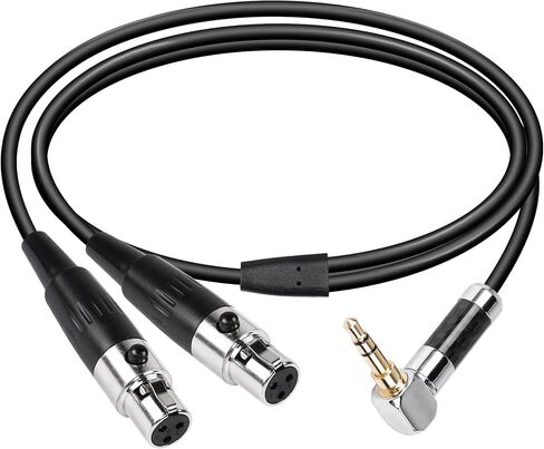 كابل ميكروفون ستيريو CERRXIAN Dual Mini XLR إلى 3.5 مم، 90 درجة 3.5 مم 1/8 بوصة TRS ذكر إلى 2 سلك مقسم صغير XLR أنثى Y، لتحويل الصوت للكاميرا والمعدات الأخرى-FF5.9FT in Saudi Arabia