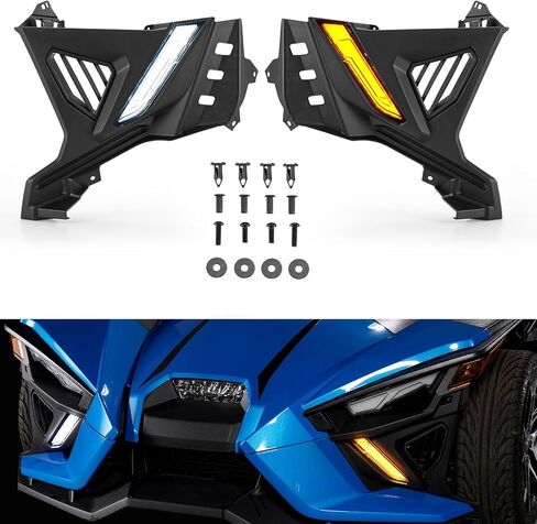 مجموعة مصابيح ولوحات أمامية سفلية متينة من HAKA TOUGH لملحقات Polaris Slingshot S SL SLR R LE GT، استبدل OEM #2414077,2414078,5454400,5454399، DRL ولوحة القطع لـ Slingshot 2020-2023 in Saudi Arabia