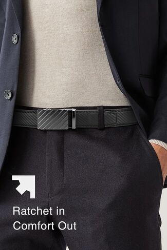 أحزمة CHAOREN بسقاطة للرجال - حزام أسود للرجال 1 3/8 بوصة للفستان الكاجوال - حزام صغير قابل للتعديل يناسب كل مكان in Kuwait