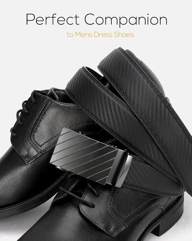 أحزمة CHAOREN بسقاطة للرجال - حزام أسود للرجال 1 3/8 بوصة للفستان الكاجوال - حزام صغير قابل للتعديل يناسب كل مكان in Kuwait