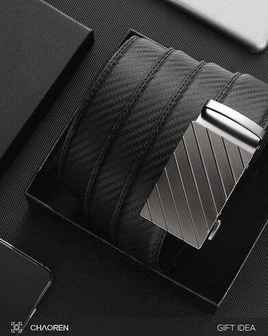 أحزمة CHAOREN بسقاطة للرجال - حزام أسود للرجال 1 3/8 بوصة للفستان الكاجوال - حزام صغير قابل للتعديل يناسب كل مكان in Kuwait