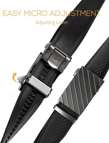 أحزمة CHAOREN بسقاطة للرجال - حزام أسود للرجال 1 3/8 بوصة للفستان الكاجوال - حزام صغير قابل للتعديل يناسب كل مكان in Kuwait