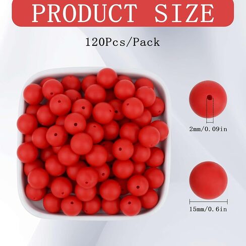 LAIDANLA 120PCS 15mm Pink Silicone Beads for Keychain Making Bulk Silicone Beads for Bracelet Necklace Making Silicone Beads for Pens in Saudi Arabia
