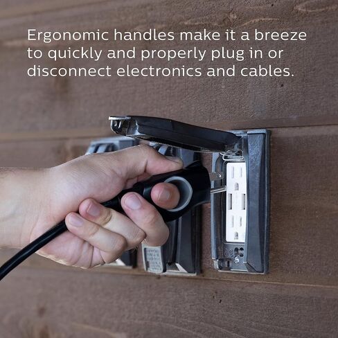 Philips EZGrip Outdoor Extension Cord with Multiple Outlets, Grounded 3 Prong Extension Cord, Short Extension Cord with Multiple Outlets, Heavy Duty Extension Cord, 8 Ft, 16 AWG, Black, SPC3083EZ/37 in Saudi Arabia