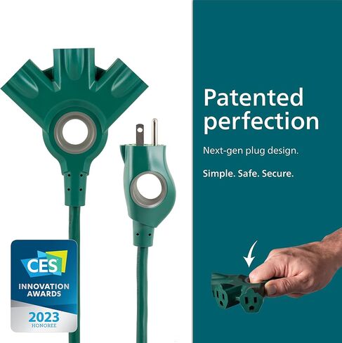 Philips EZGrip Outdoor Extension Cord with Multiple Outlets, Grounded 3 Prong Extension Cord, Short Extension Cord with Multiple Outlets, Heavy Duty Extension Cord, 8 Ft, 16 AWG, Black, SPC3083EZ/37 in Saudi Arabia