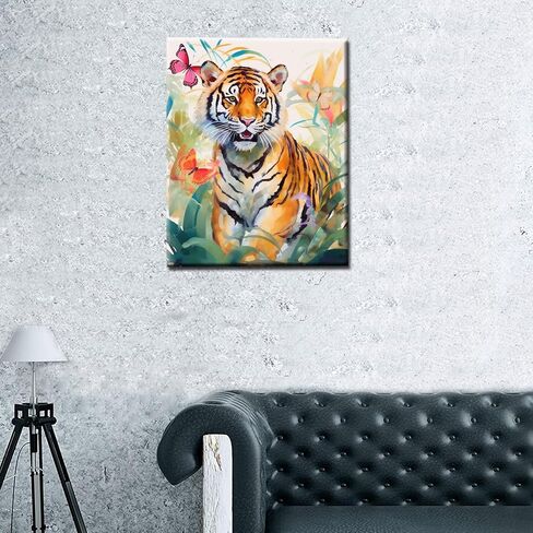 DIY Paint by Numbers for Adults Watercolor Animal DIY Digital Oil Painting Acrylic Paint Elephant Painting Kits Canvas Wall Art Bright Colorful Cute Jungle Anmial Decor 16x20 Inch（without Frame ） in Saudi Arabia