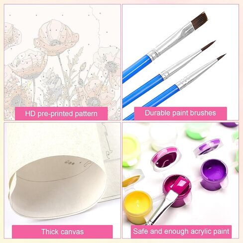 MXJSUA Paint by Numbers Kit for Adults, Paint by Number Kits on Canvas with Brushes Acrylic Pigment, DIY Oil Painting for Home Wall Decor (40x50cm/16x20 inch) Blooming Poppies in Saudi Arabia