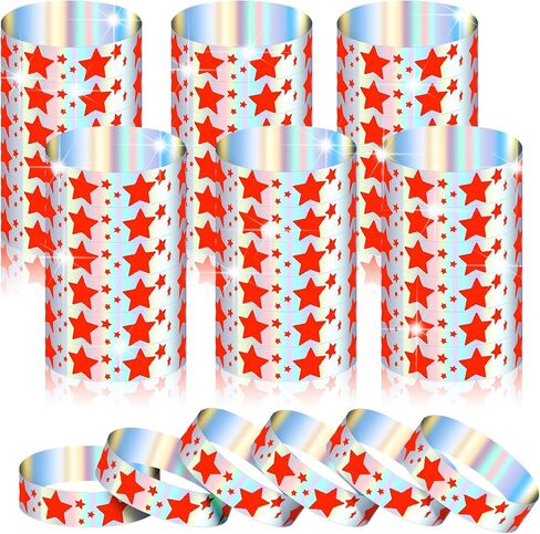 Glenmal 500 Pcs Wristbands for Event Graduation Neon Star Wristbands Bulk for Events Plastic Waterproof Carnival Arm Bands Adhesive Hand Bracelet for Wedding Party(Red) in Saudi Arabia