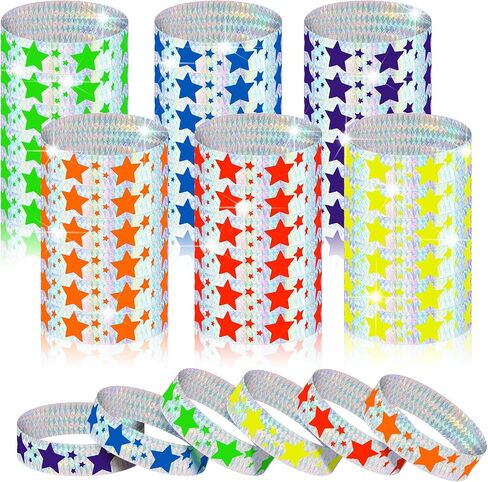 Glenmal 500 Pcs Wristbands for Event Graduation Neon Star Wristbands Bulk for Events Plastic Waterproof Carnival Arm Bands Adhesive Hand Bracelet for Wedding Party(Red) in Saudi Arabia