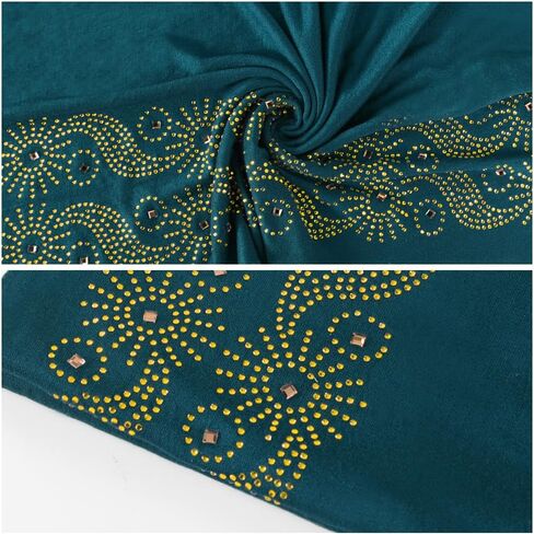Muslim Women Shiny Rhinestone Hijab Head Wrap Long Scarf Shawl Soft Solid Islamic Ramadan Eid Prayer Jersey Turban in Saudi Arabia