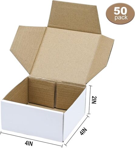 KBG Small Shipping Boxes 4X4X2 inch,White Corrugated Cardboard Mailers for Business,50 Pack Small Mailing Boxes Packaging Box Mini in Saudi Arabia