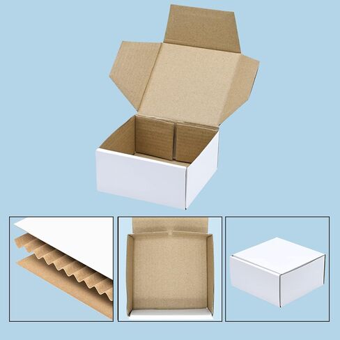 KBG Small Shipping Boxes 4X4X2 inch,White Corrugated Cardboard Mailers for Business,50 Pack Small Mailing Boxes Packaging Box Mini in Saudi Arabia