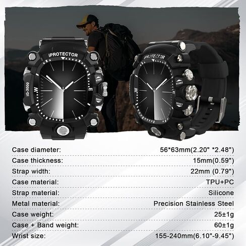 iG-3000 Modified Watch Case for Apple Watch 9 8 7 45mm 6 44mm Band with Cover Rugged Case Silicon Strap for men iWatch 6 5 4 SE 44mm Full Protective Cover in Saudi Arabia