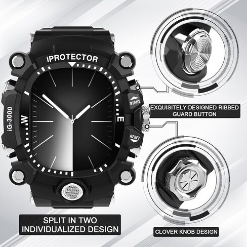 iG-3000 Modified Watch Case for Apple Watch 9 8 7 45mm 6 44mm Band with Cover Rugged Case Silicon Strap for men iWatch 6 5 4 SE 44mm Full Protective Cover in Saudi Arabia