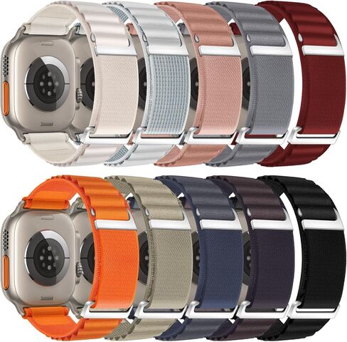 10 Pack Alpine Loop Compatible with Apple Ultra Band 49mm Women Men, Adjustable Sport Nylon Sport Loop Replacement Strap with C-Hook for iWatch Ultra 2 Series in Saudi Arabia