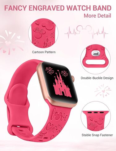2 Packs Cartoon Engraved Bands Compatible with Apple Watch 41/40/38mm 45/44/42/49mm Women Men, Soft Silicone Cute Anime Designer Strap for iWatch Ultra/Ultra 2 Series 9/8/7/SE/6/5/4/3/2/1 in Kuwait